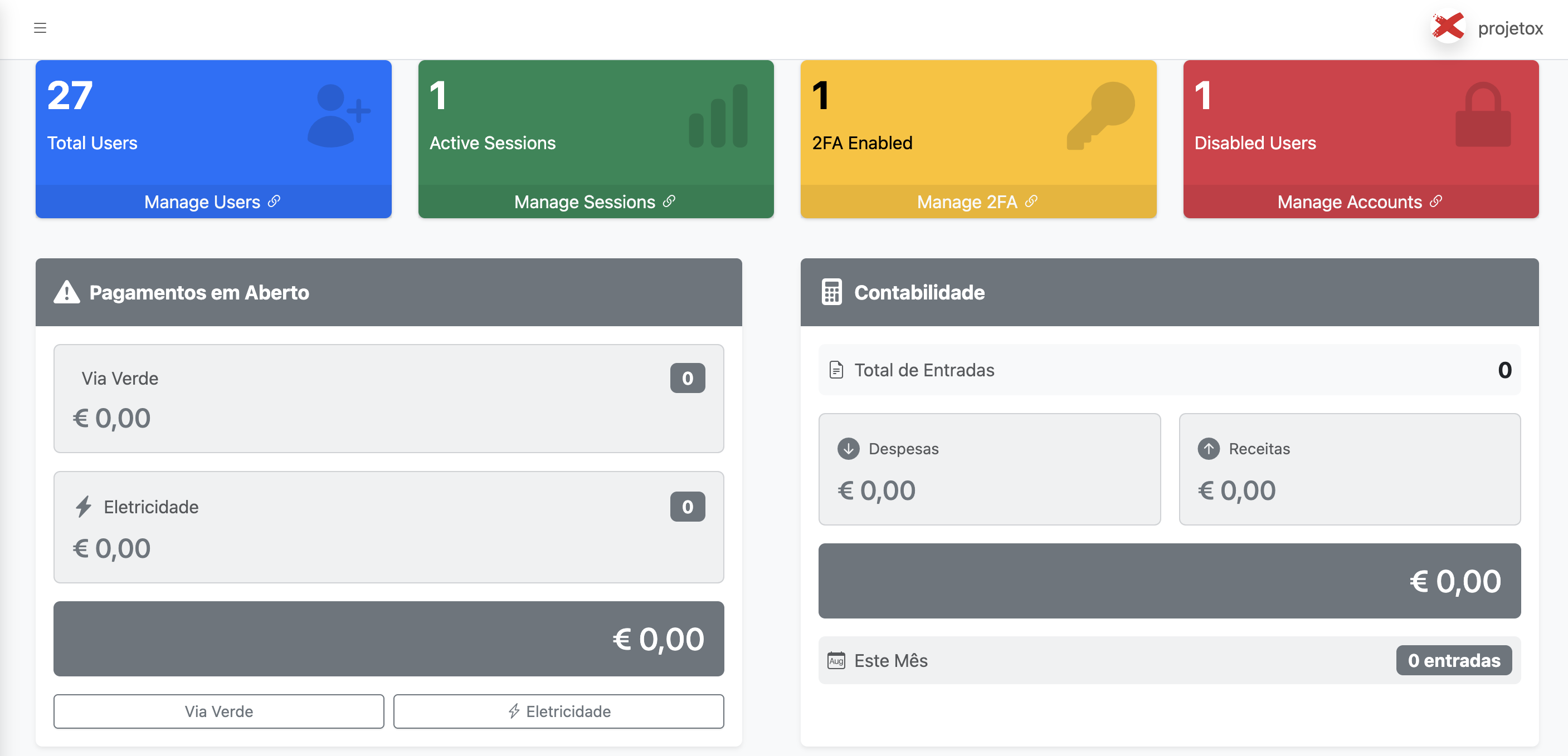 Screenshot do Dashboard